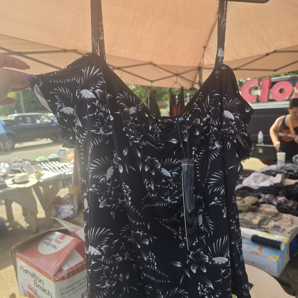 Killstar Black and White Floral Top